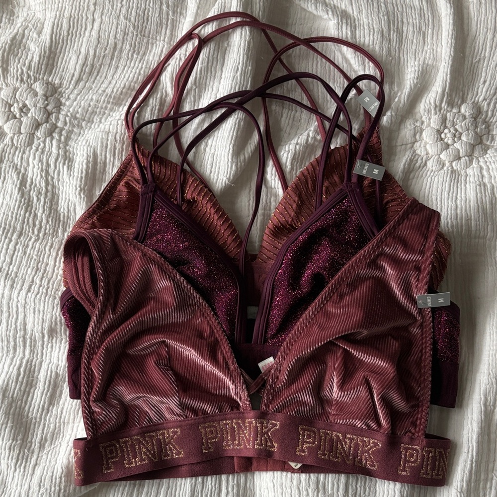 💕🥀BUNDLE🥀💕 PINK Victoria's Secret Logo Bralettes